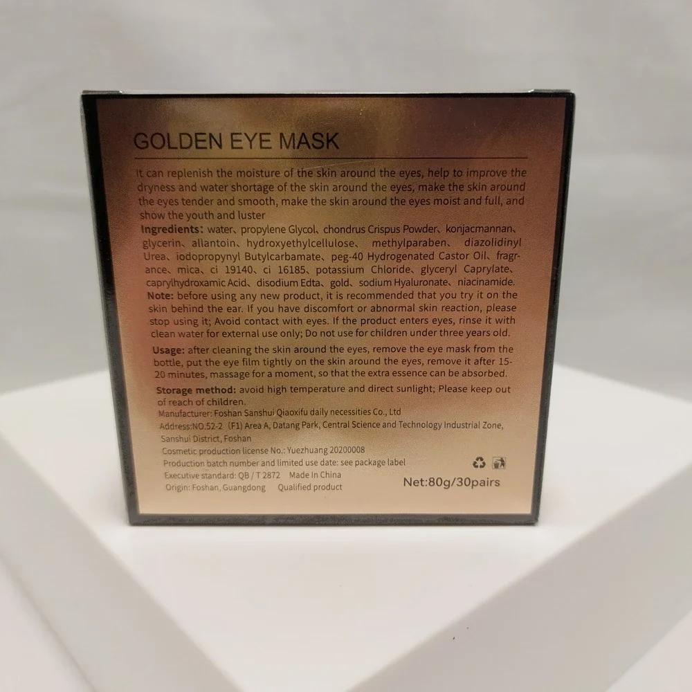 Zozu Smooth And Moisturizing Eye Mask • Contains Gold • Brand New • 80g/30 Pairs